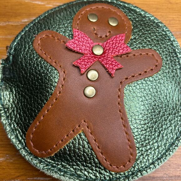 Portland Leather Holiday Pouch Set of 2 PLG Keychain Gingerbread Candy Cane - Picture 3 of 7